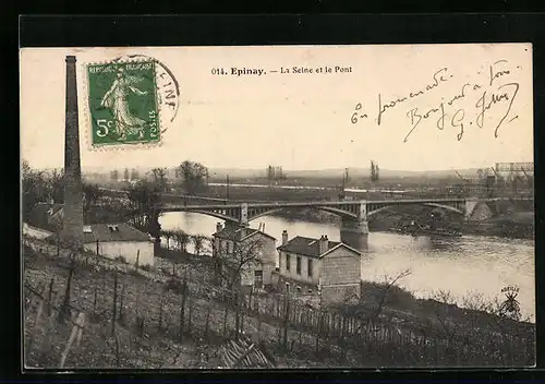 AK Epinay, La Seine et le Pont