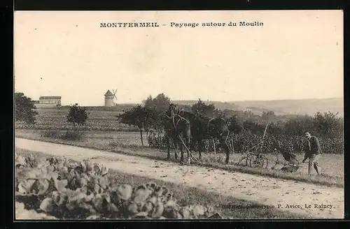 AK Montfermeil, Paysage autour du Moulin