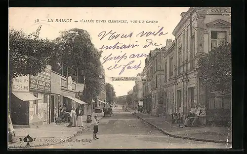 AK Le Raincy, L`Allée Denis Clémencet, vue du Casino