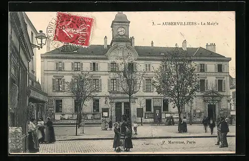 AK Aubervilliers, La Mairie