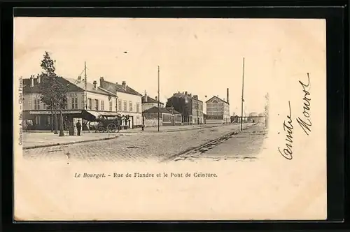 AK Le Bourget, Rue de Flandre et le Pont de Ceinture