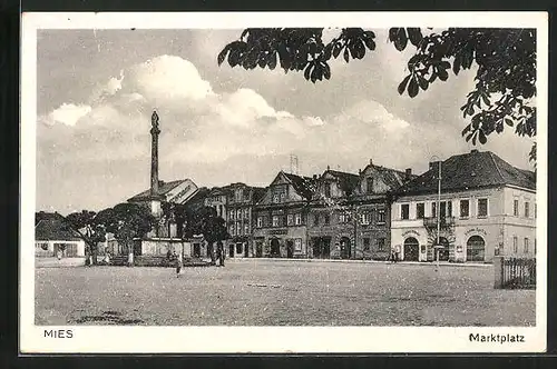 AK Mies, Marktplatz mit Mariensäule