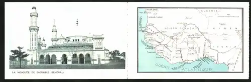 Klapp-AK Diourbel, La Mosquée, Landkarte von Äquatorial-Afrika
