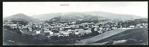 Klapp-AK Graslitz, Panoramablick auf die Ortschaft