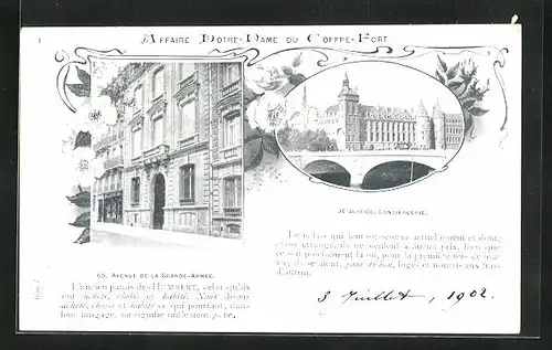 AK Affaire Humbert, Affaire Notre-Dame du Coffre-Fort, Le Palais de Justice