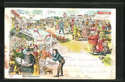 AK Festplatz eines Volksfestes, beim Glückshafen