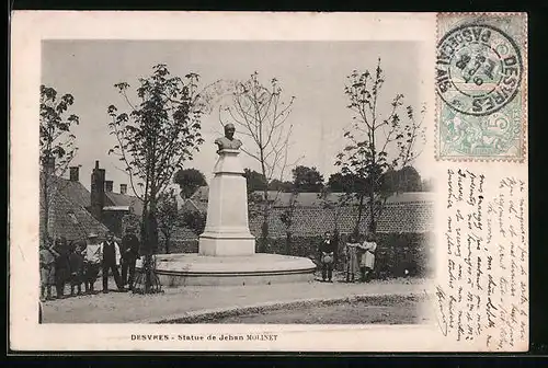 AK Desvres, Statue de Jehan Molinet