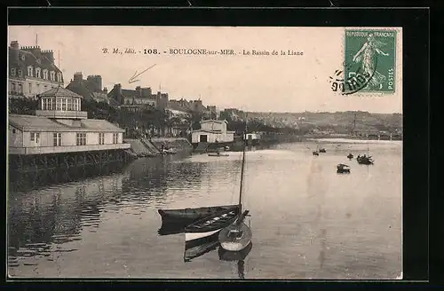 AK Boulogne-sur-Mer, Le Bassin de la Liane