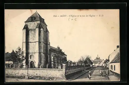 AK Agny, L`Eglise et la rue de l`Eglise