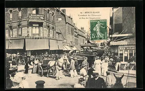 AK Berck-Plage, Carrefour de l`Entonnoir et Rue de l`Impératrice