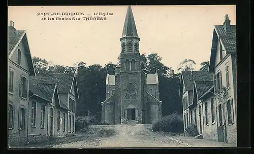 AK Pont-De-Briques, L`Eglise et les Ecoles Ste-Thérèse