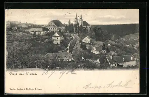 AK Wranau /Mähr. Schweiz, Blick auf die Wallfahrtskirche