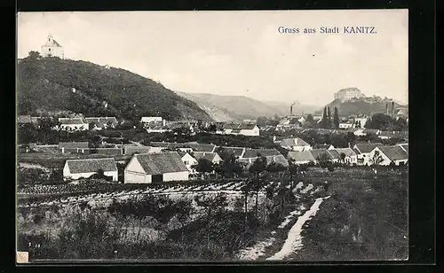 AK Kanitz, Panorama, Ortsansicht mit Schloss und Kirche