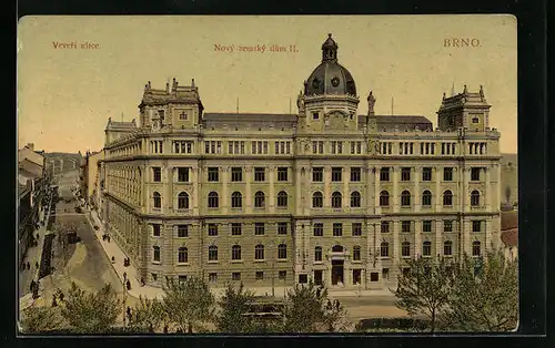 AK Brünn / Brno, Veverí ulice, Nový zemská dum II.