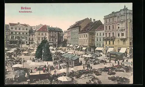 AK Brünn / Brno, Handel am Krautmarkt