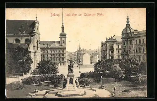 AK Brünn / Brno, Blick über den Lazansky Platz