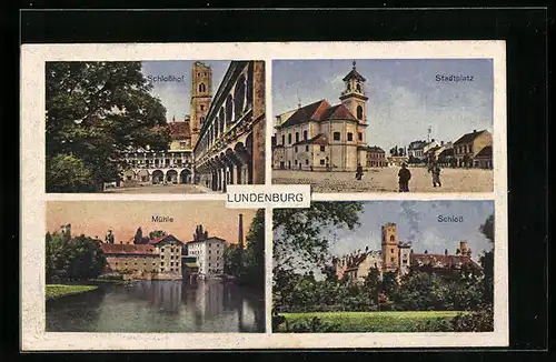 AK Lundenburg, Stadtplatz, Schlosshof, Mühle