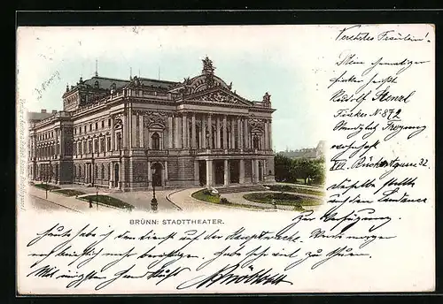 AK Brünn / Brno, Blick zum Stadttheater