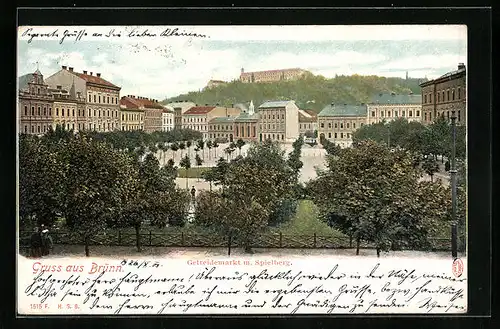 AK Brünn / Brno, Getreidemarkt mit Spielberg