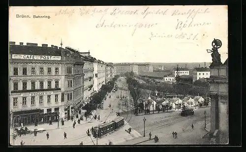 AK Brünn / Brno, Strassenbahn am Bahnring