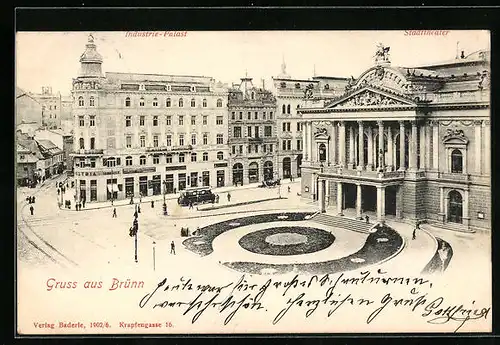 AK Brünn / Brno, Industrie-Palast und Stadttheater
