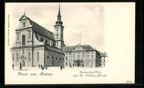 AK Brünn / Brno, Lazansky-Platz mit St. Thomas-Kirche