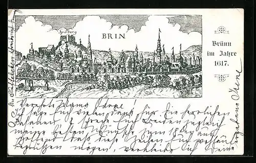 AK Brünn / Brno, Panorama im Jahre 1617