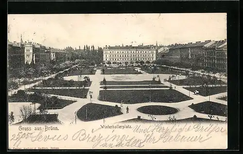 AK Brünn / Brno, Winterhollerplatz aus der Vogelschau