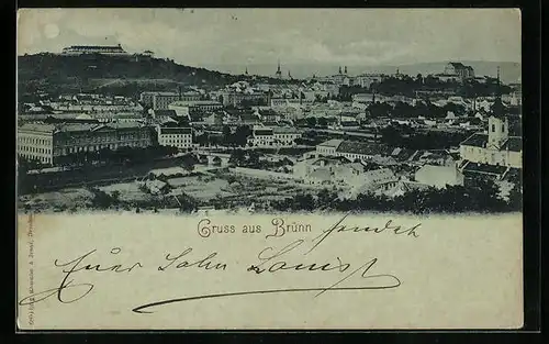 Mondschein-AK Brünn / Brno, Panorama