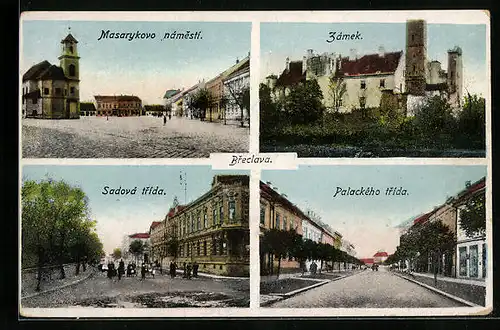 AK Breclava, Masarykovo namesti, Sadova trida, Zamek, Palackeho trida