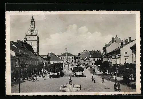 AK Eibenschitz, Ortspartie mit Denkmal