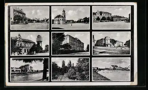 AK Lundenburg, Marktplatz, Rathaus, Strassenpartie