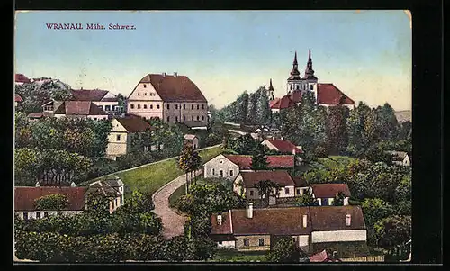 AK Wranau, Mähr. Schweiz, Panorama, Kirche