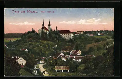 AK Wranau, Mähr. Schweiz, Panorama, Kirche