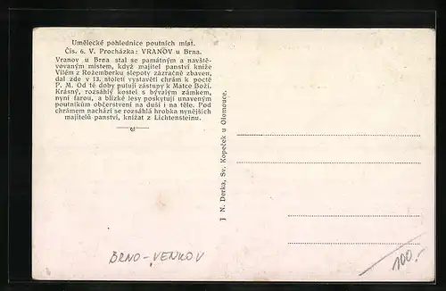 Künstler-AK Vranov, Kostel, Panorama, Ulica