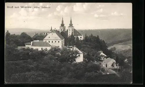 AK Wranau, Mähr. Schweiz, Kirche, Panorama