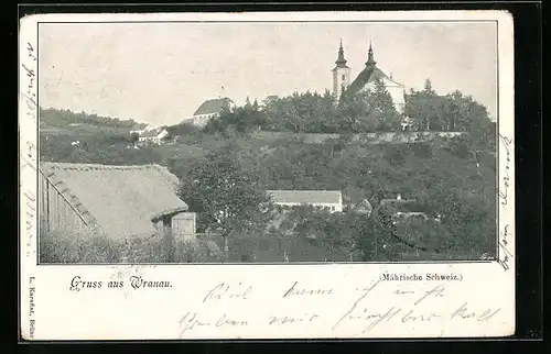 AK Wranau, Mähr. Schweiz, Kirche, Panorama