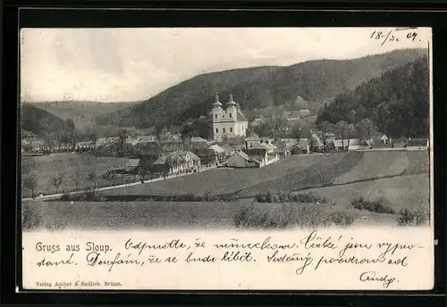 AK Sloup, Fernblick auf die Ortschaft