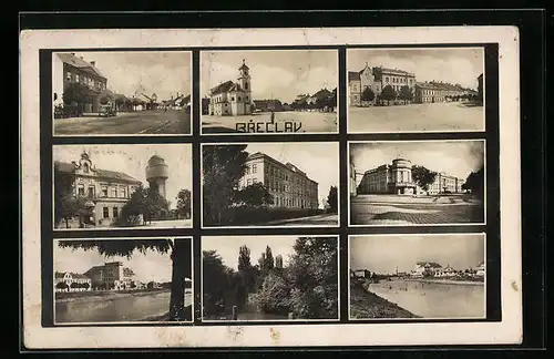 AK Breclav, Namesti, Kostel, Panorama