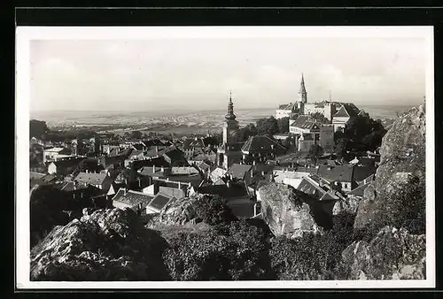 AK Nikolsburg, Ortspartie vom Berg aus