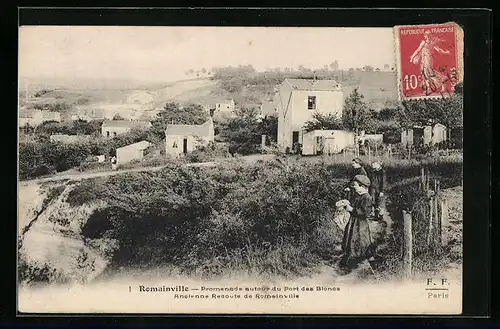 AK Romainville, Promenade autour du Fort des Blones