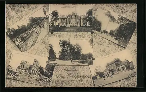 AK Aulnay-sous-Bois, Les Rives du Canal, La Gare, Anclen Château féodal du Marquis de Gourgues