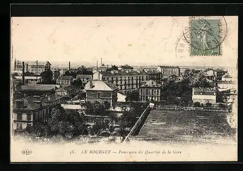 AK Le Bourget, Panorama du Quartier de la Gare