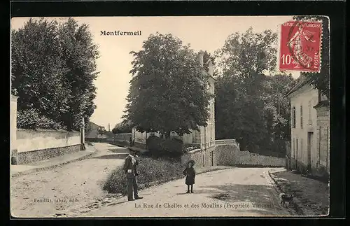 AK Montfermeil, La Rue de Chelles et des Moulins