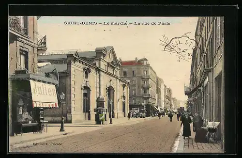 AK Saint-Denis, Le marché, La rue de Paris