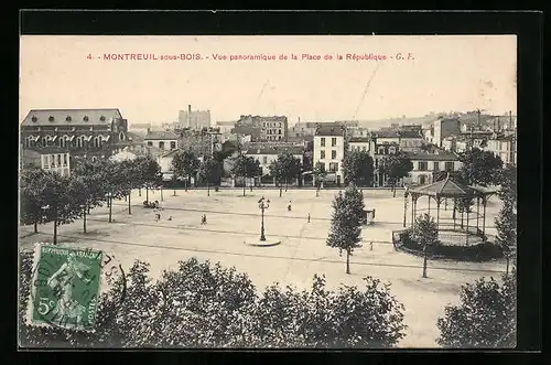 AK Montreuil-sous-Bois, Vue panoramique de la Place de la République