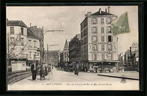 AK Saint-Denis, Rue du Chemin-de-Fer et Rue Ernest-Renan