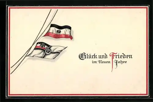 AK Reichskriegsflagge und Kaiserreichsfahne