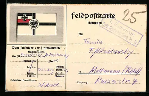 AK Reichskriegsflagge auf einer Feldpostkarte