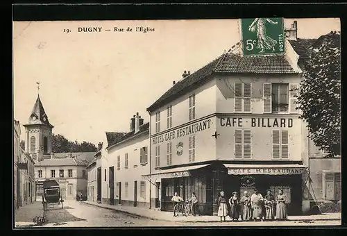 AK Dugny, Rue de l`Eglise, Hotel Cafe Restraurant Billard